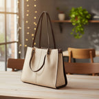 BLACK FRIDAY PREVIEW DEAL - Genuine Leather Tote Bag - Ivory