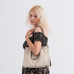 BLACK FRIDAY PREVIEW DEAL - Genuine Leather Tote Bag - Ivory