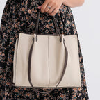 BLACK FRIDAY PREVIEW DEAL - Genuine Leather Tote Bag - Ivory