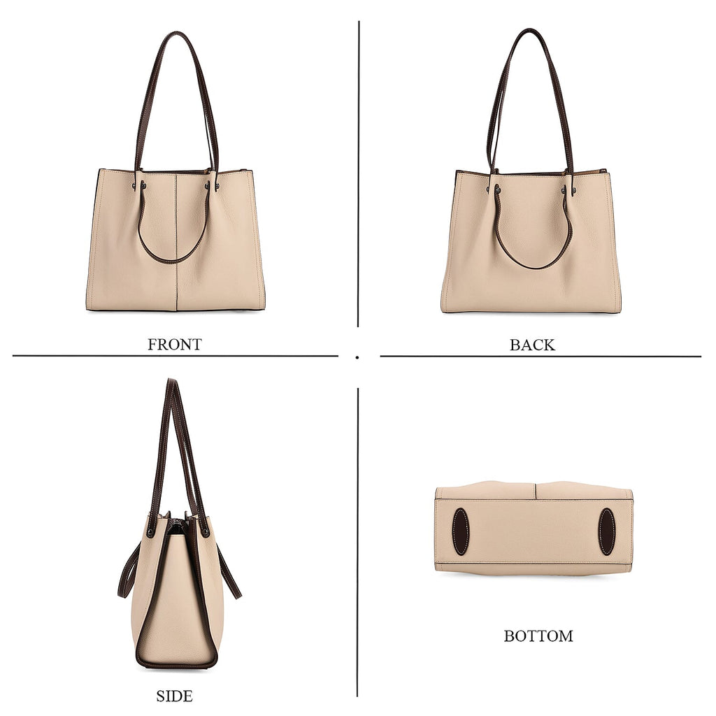 BLACK FRIDAY PREVIEW DEAL - Genuine Leather Tote Bag - Ivory