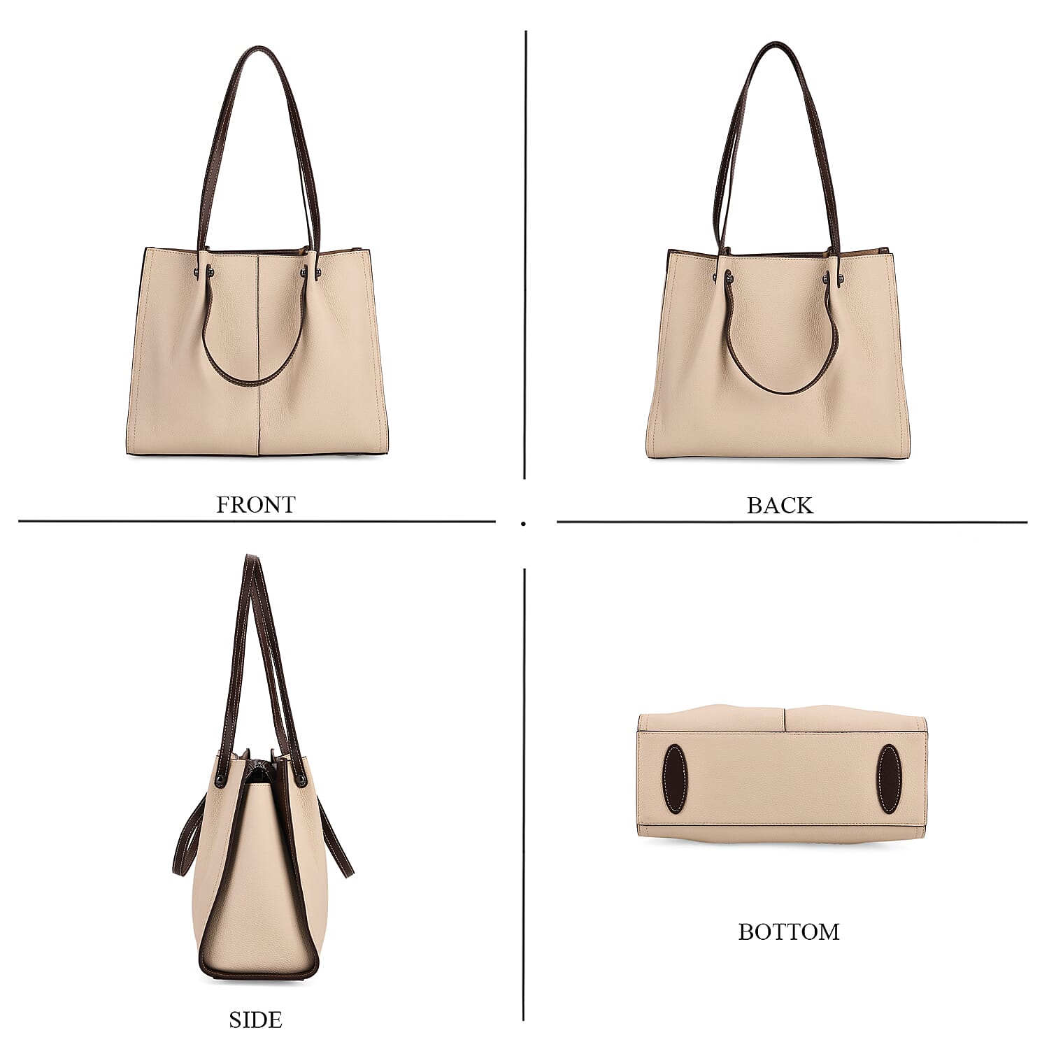 BLACK FRIDAY PREVIEW DEAL - Genuine Leather Tote Bag - Ivory
