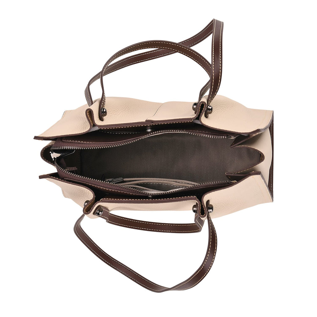 BLACK FRIDAY PREVIEW DEAL - Genuine Leather Tote Bag - Ivory