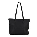 Genuine Leather Patterned Tote Bag (Size 38x12x27 cm) - Black & Black