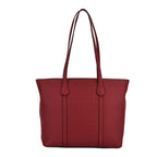 Genuine Leather Patterned Tote Bag (Size 38x12x27 cm) - Burgundy & Black