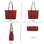 Genuine Leather Patterned Tote Bag (Size 38x12x27 cm) - Burgundy & Black