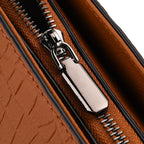 Genuine Leather Patterned Tote Bag (Size 38x12x27 cm) - Tan & Black