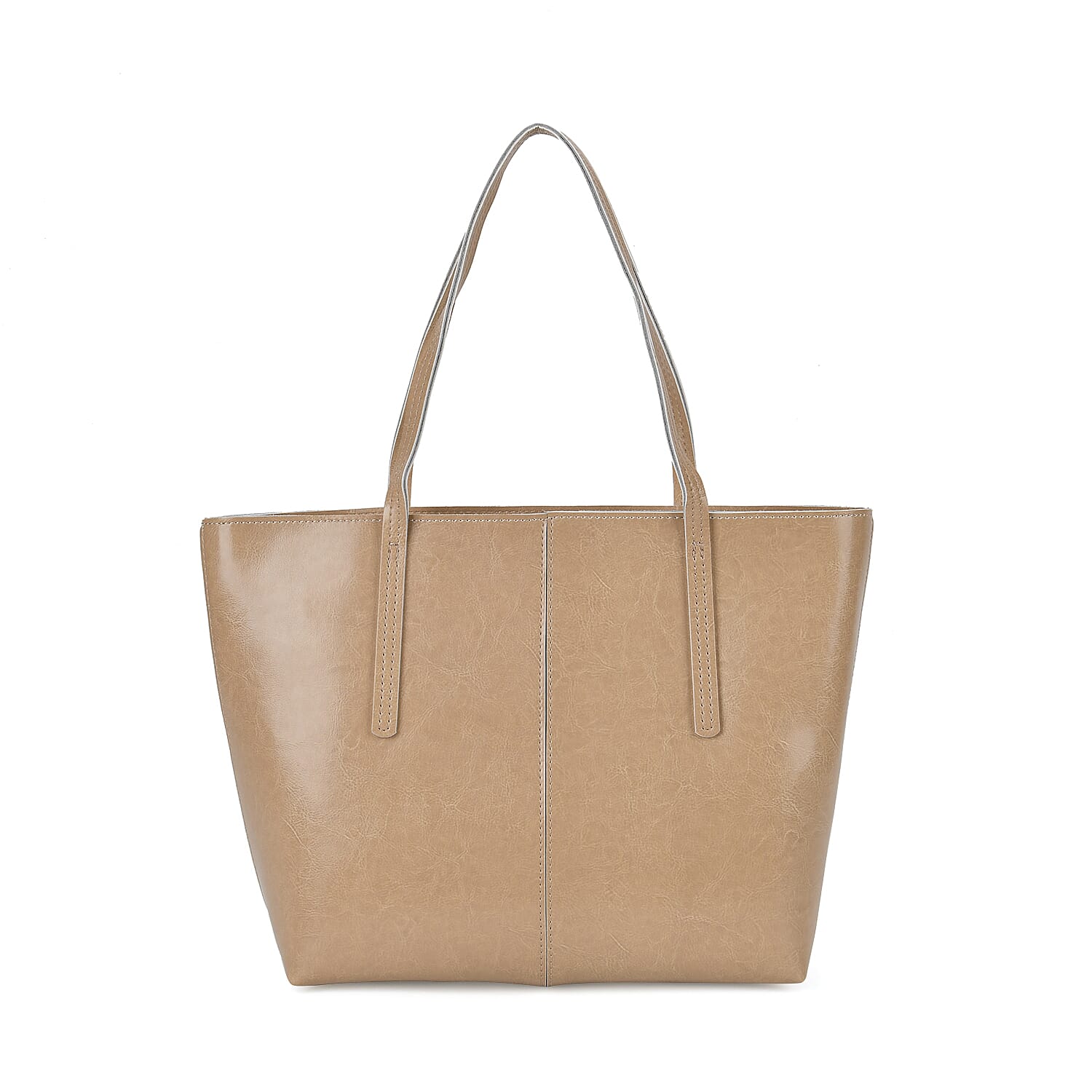100% Genuine Leather Tote Bag (Size 39x12x27 cm) - Beige