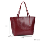 100% Genuine Leather Tote Bag (Size 39x12x27 cm) - Burgundy