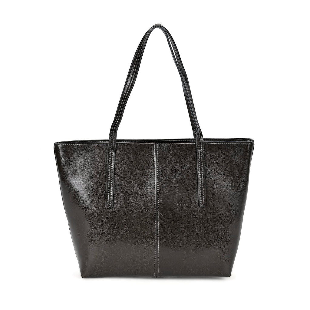 100% Genuine Leather Tote Bag (Size 39x12x27 cm) - Black