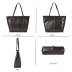 100% Genuine Leather Tote Bag (Size 39x12x27 cm) - Black