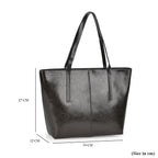 100% Genuine Leather Tote Bag (Size 39x12x27 cm) - Black