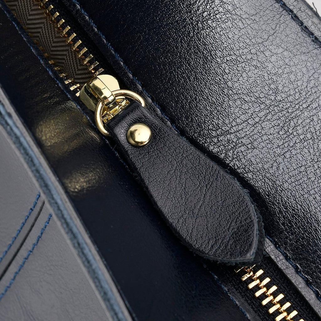100%  Genuine Leather Tote Bag (Size 39x12x27 cm) - Navy
