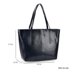 100%  Genuine Leather Tote Bag (Size 39x12x27 cm) - Navy