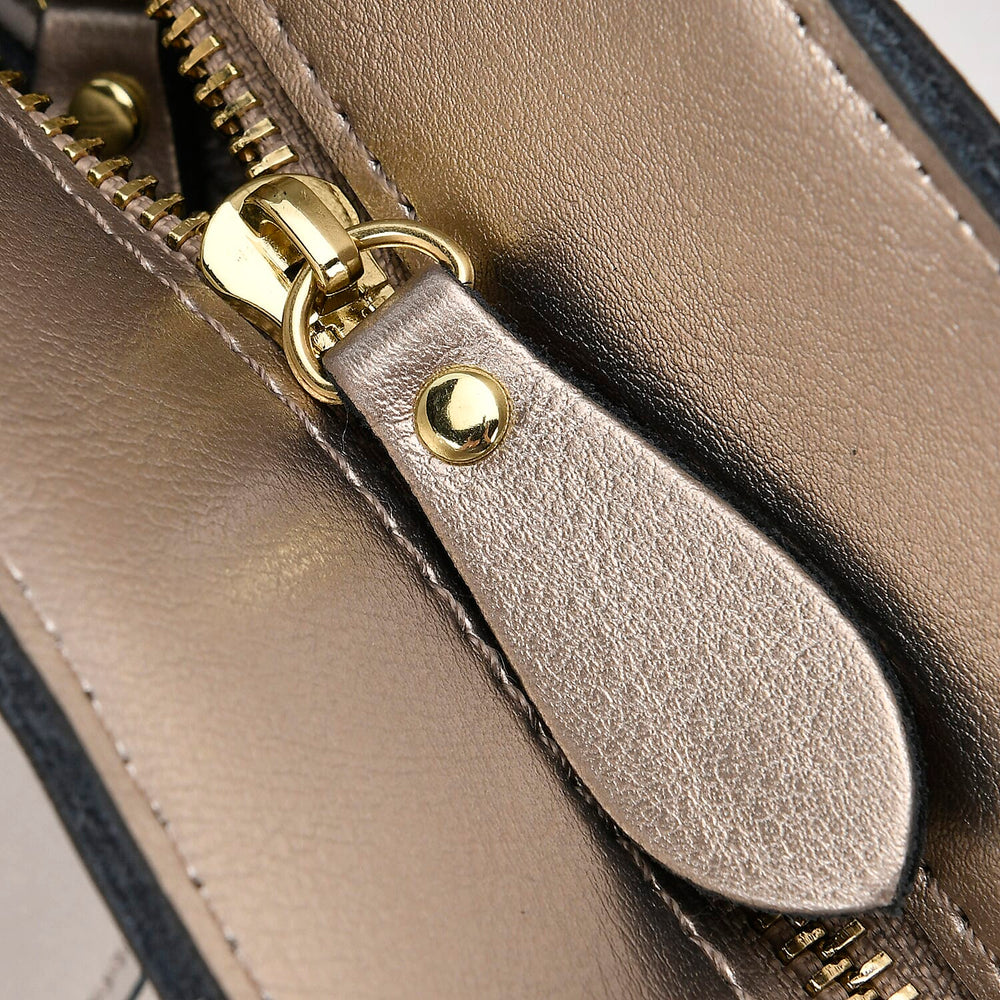 100% Genuine Leather Tote Bag (Size 39x12x27 cm) - Silver