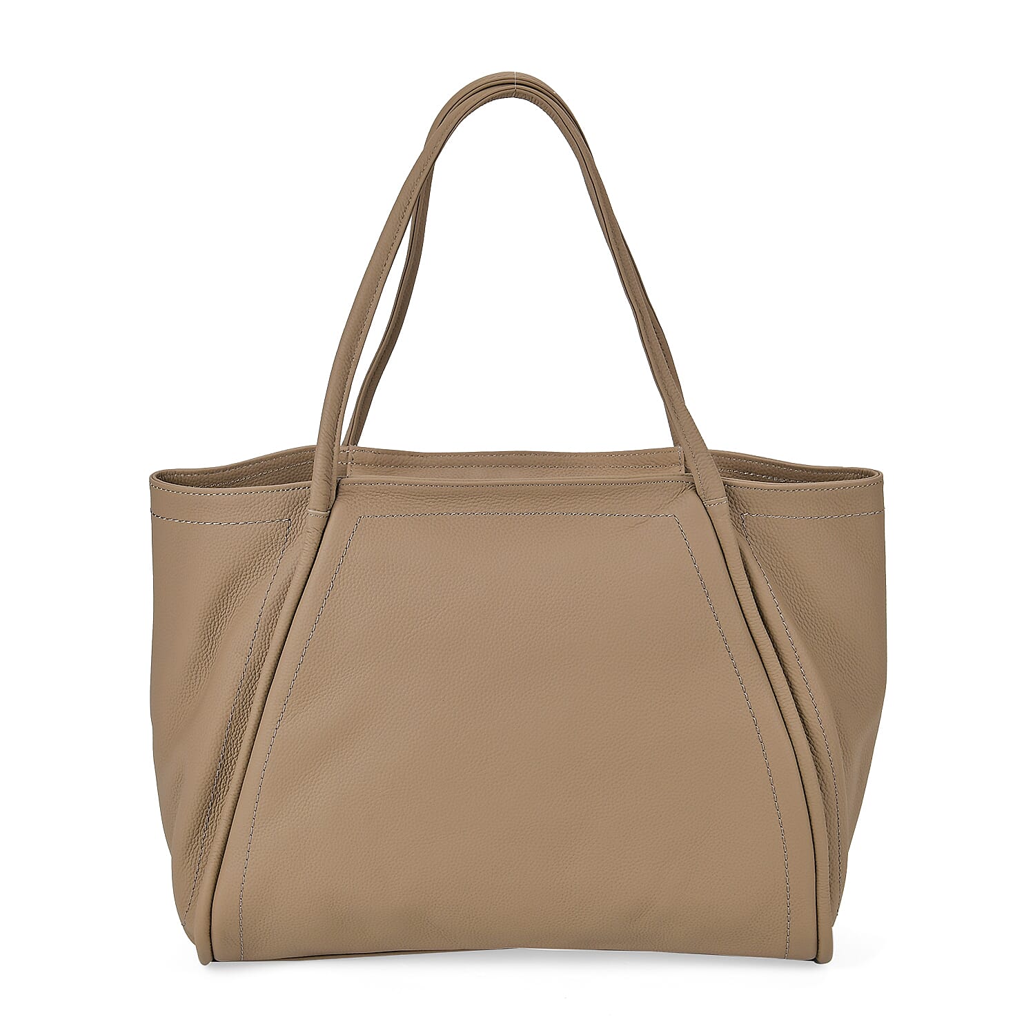 Designer Inspired- 100% Genuine Leather Oversized Tote Bag (Size 46x19x30 cm) - Beige