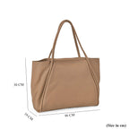 Designer Inspired- 100% Genuine Leather Oversized Tote Bag (Size 46x19x30 cm) - Beige