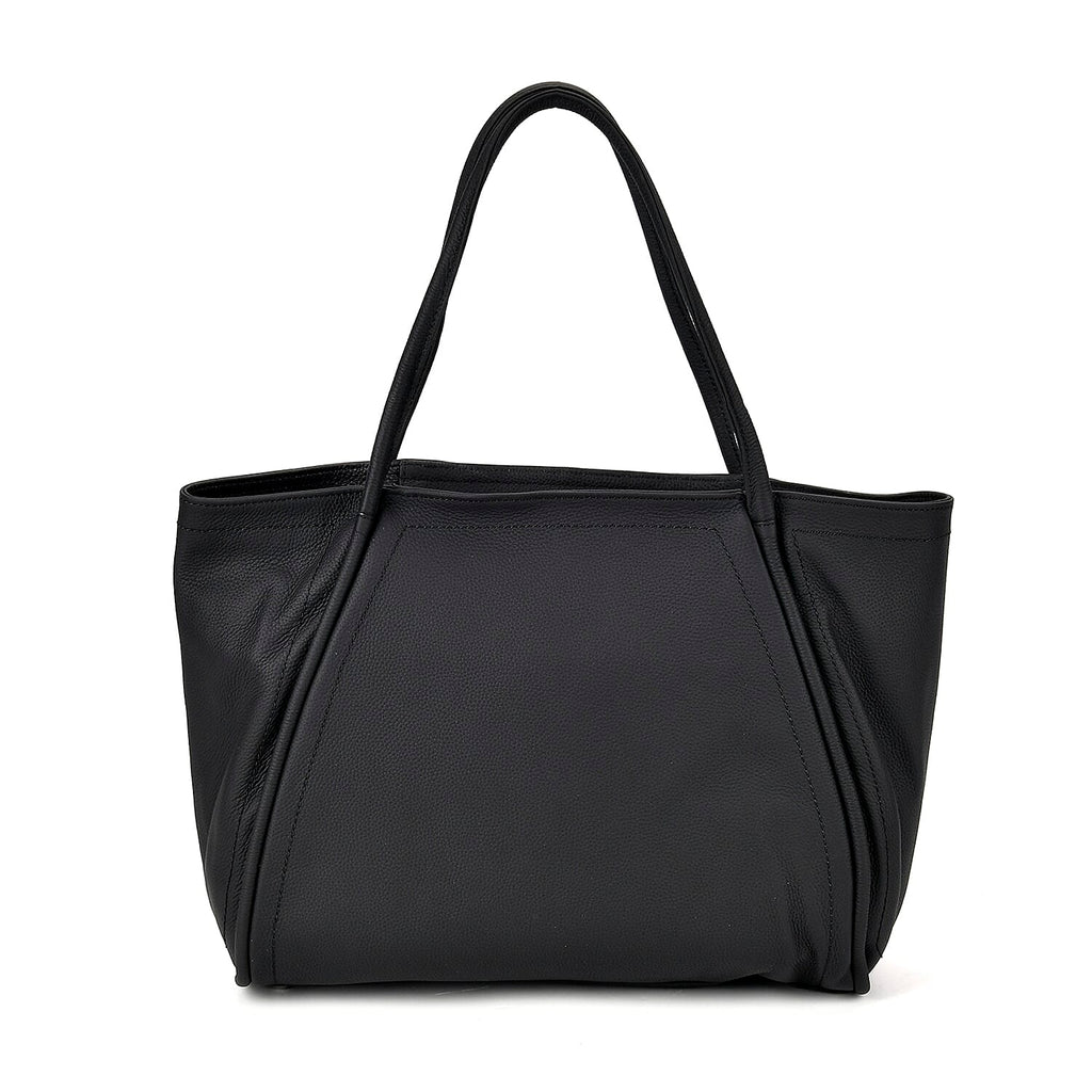 Designer Inspired - 100% Genuine Leather Patterned Oversize Tote Bag (Size 46x19x30 cm) - Black
