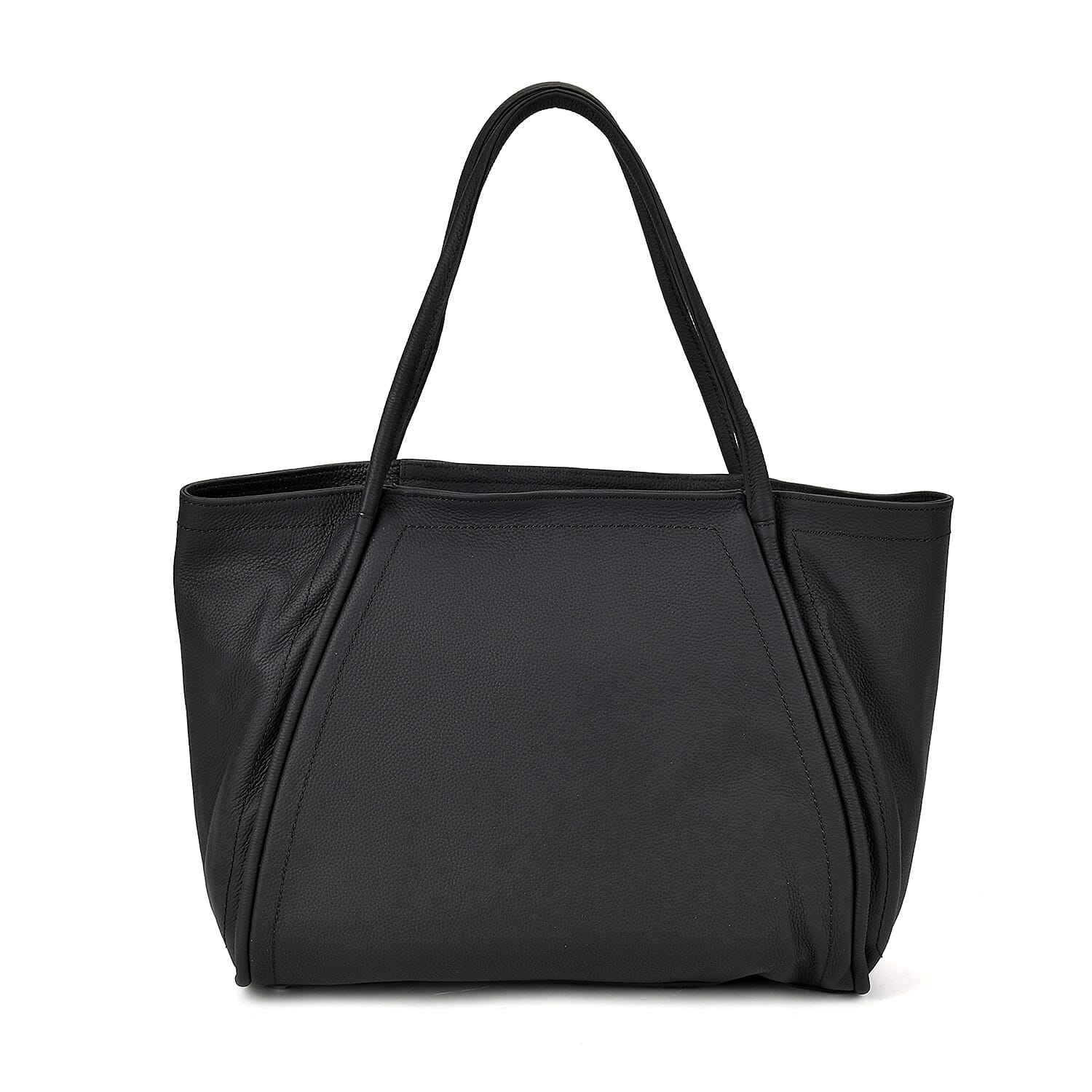 Designer Inspired - 100% Genuine Leather Patterned Oversize Tote Bag (Size 46x19x30 cm) - Black
