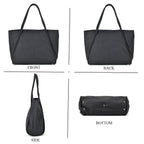 Designer Inspired - 100% Genuine Leather Patterned Oversize Tote Bag (Size 46x19x30 cm) - Black