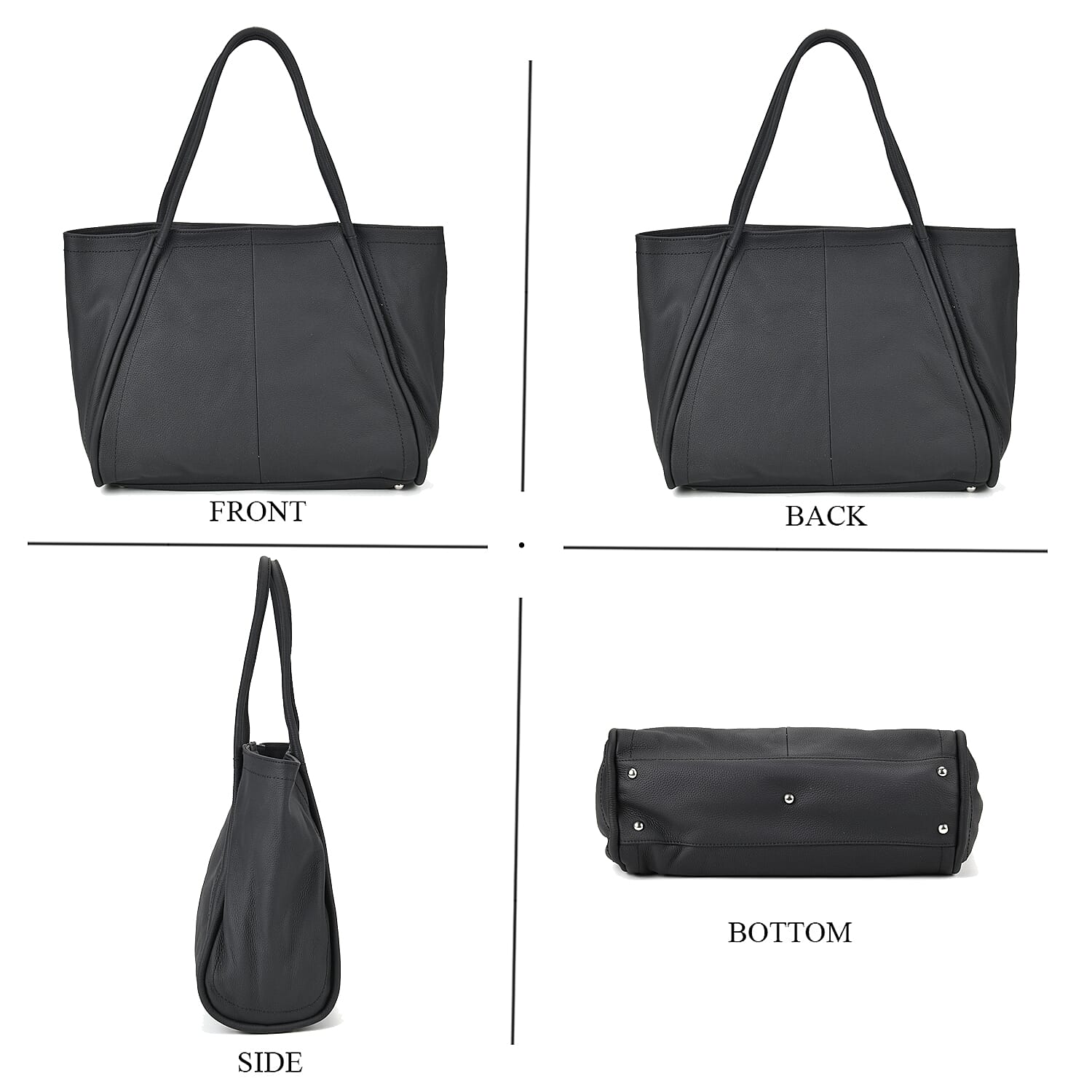 Designer Inspired - 100% Genuine Leather Patterned Oversize Tote Bag (Size 46x19x30 cm) - Black