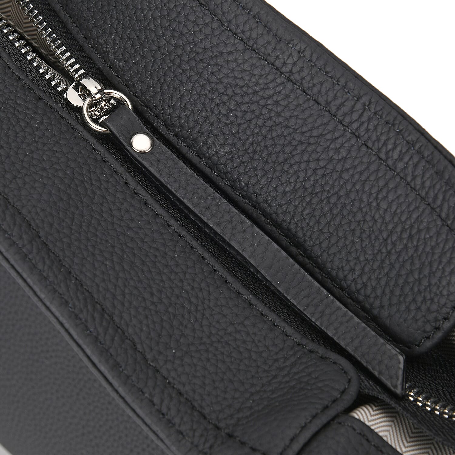 Designer Inspired - 100% Genuine Leather Patterned Oversize Tote Bag (Size 46x19x30 cm) - Black