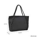Designer Inspired - 100% Genuine Leather Patterned Oversize Tote Bag (Size 46x19x30 cm) - Black