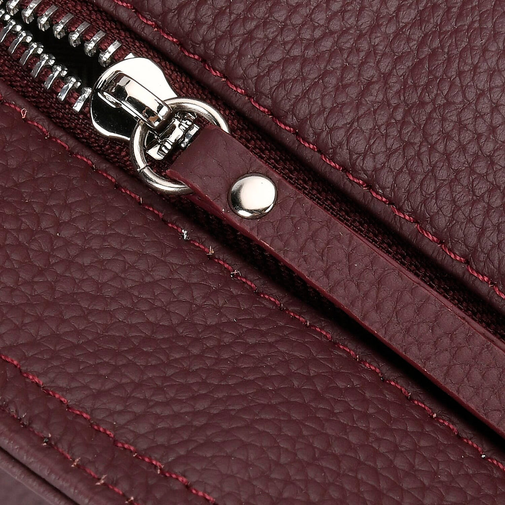 Designer Inspired- 100% Genuine Leather Oversized Tote Bag (Size 46x19x30 cm) - Burgundy