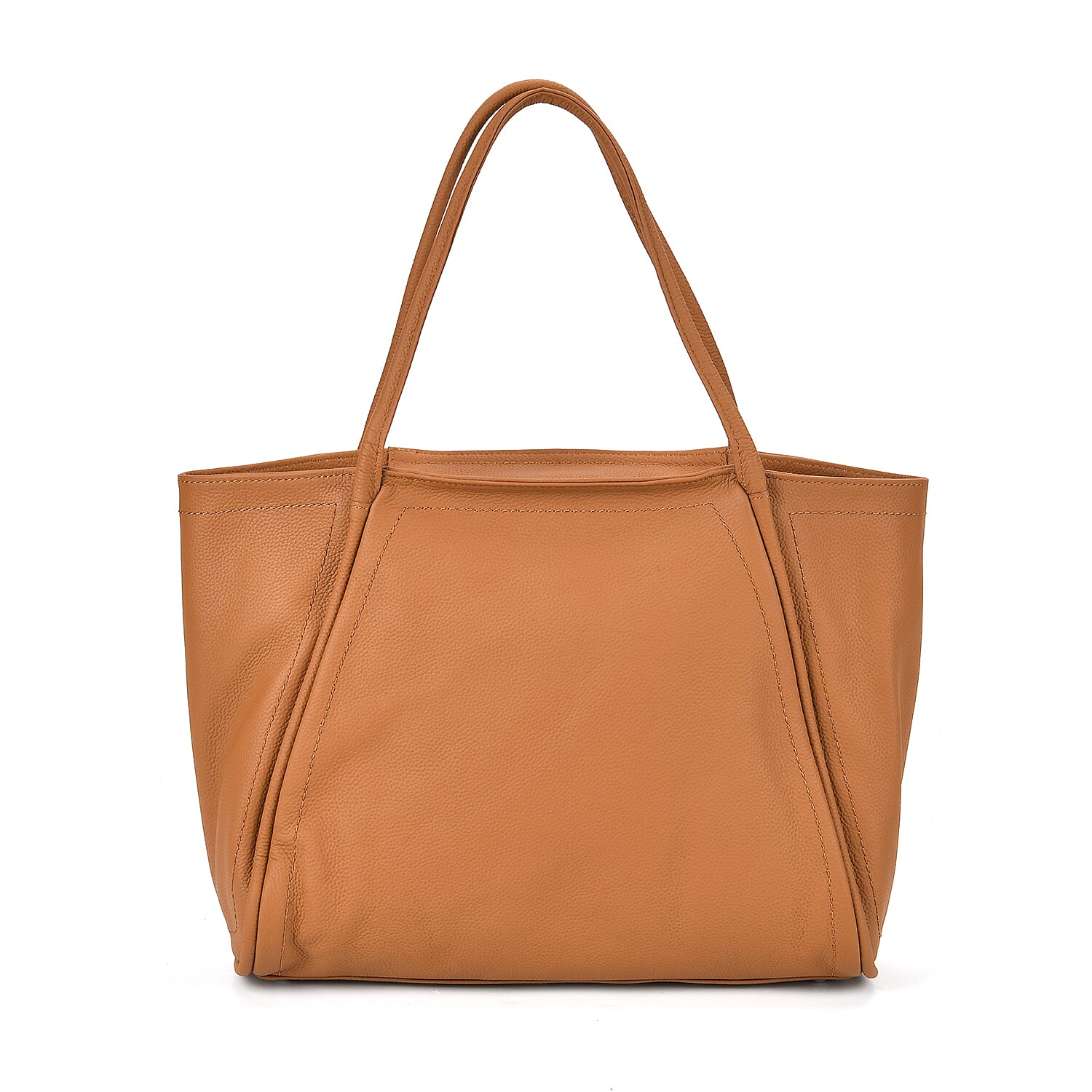 Designer Inspired- 100% Genuine Leather Oversized Tote Bag (Size 46x19x30 cm) - Tan