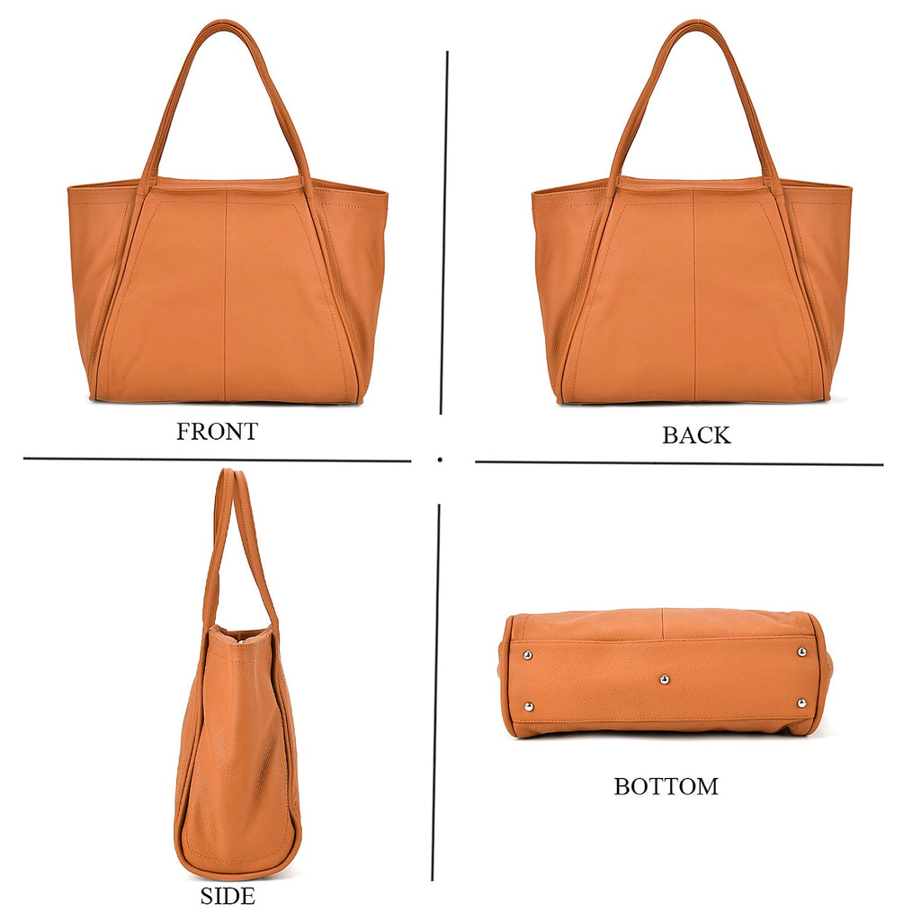 Designer Inspired- 100% Genuine Leather Oversized Tote Bag (Size 46x19x30 cm) - Tan