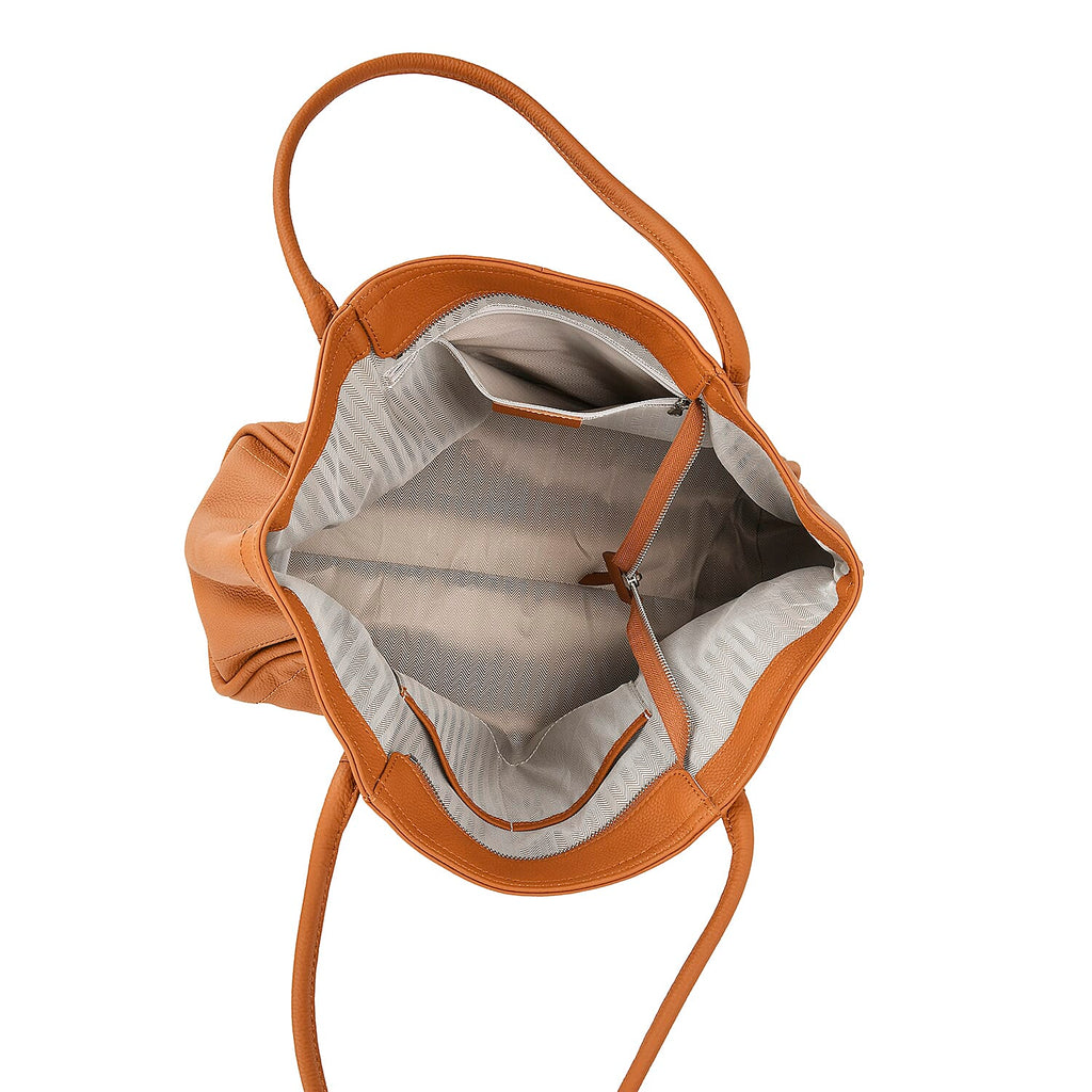 Designer Inspired- 100% Genuine Leather Oversized Tote Bag (Size 46x19x30 cm) - Tan