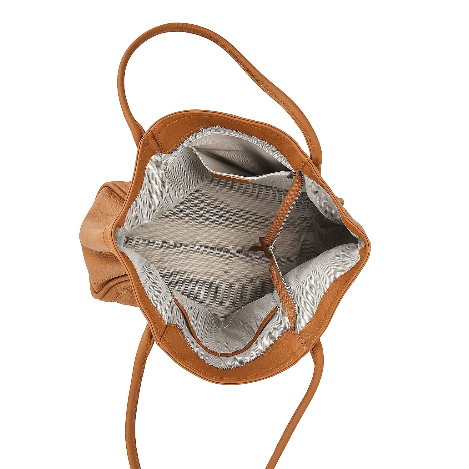 Designer Inspired- 100% Genuine Leather Oversized Tote Bag (Size 46x19x30 cm) - Tan