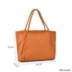 Designer Inspired- 100% Genuine Leather Oversized Tote Bag (Size 46x19x30 cm) - Tan