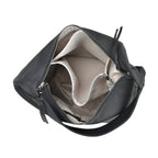 Designer Inspired Full Grain Genuine Leather Half Moon Slouch Bag - Black