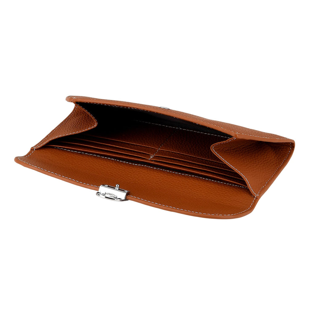 Genuine Leather RFID Protected Slimline Clutch - Tan