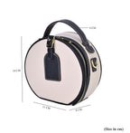 Genuine Leather Round Crossbody Bag - White