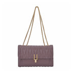 CloseOut Deal- 100% Genuine Leather Shoulder Bag with Chain Strap-Purple