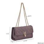CloseOut Deal- 100% Genuine Leather Shoulder Bag with Chain Strap-Purple
