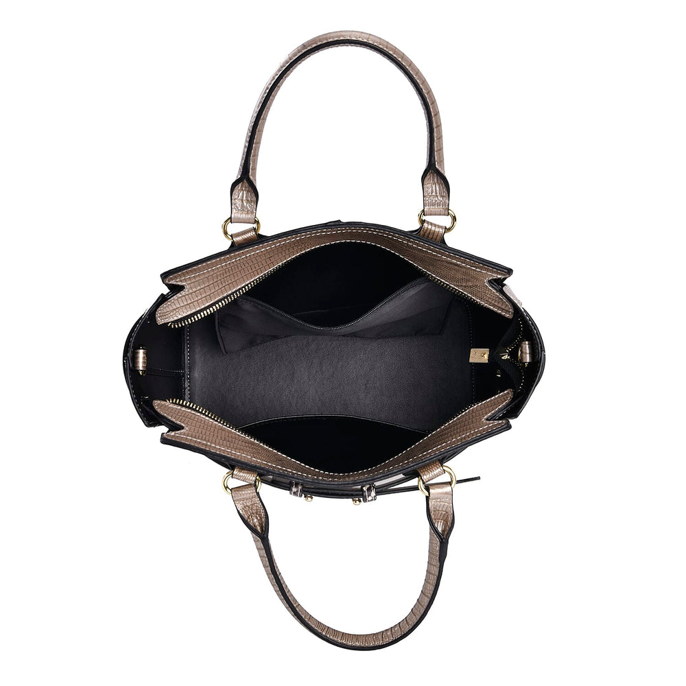 100% Genuine Leather Snakeskin Crossbody Bag With Handle Drop - Detachable Shoulder Strap (120cm) - Gold
