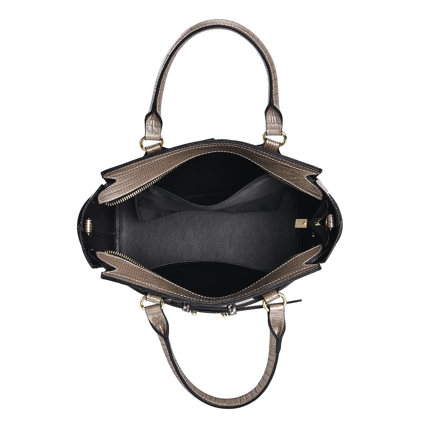100% Genuine Leather Snakeskin Crossbody Bag With Handle Drop - Detachable Shoulder Strap (120cm) - Gold
