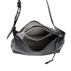 Leather Solid Crossbody Bag (Size 29x8x30 cm) - Black