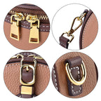 Hong Kong Closeout - Genuine Leather Solid Crossbody Bag with Handle Drop - Brown & Coffee