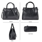 Milan Fashion Closeout - 100% Genuine Leather Shoulder Bag with 2 Long Shoulder Strap -  Black