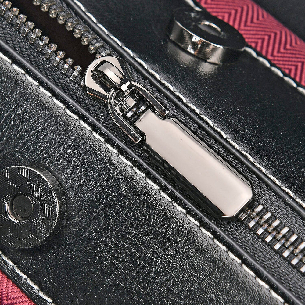 Milan Fashion Closeout - 100% Genuine Leather Shoulder Bag with 2 Long Shoulder Strap -  Black