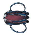 Milan Fashion Closeout - 100% Genuine Leather Crossbody Bag with 2 Long Shoulder Strap -  Blue