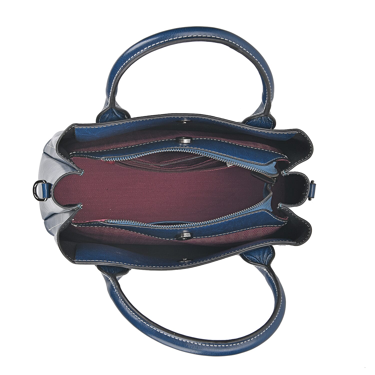 Milan Fashion Closeout - 100% Genuine Leather Crossbody Bag with 2 Long Shoulder Strap -  Blue