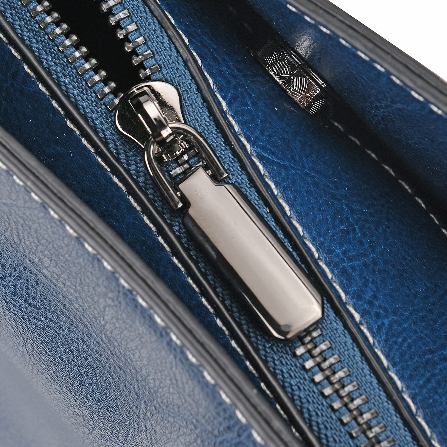 Milan Fashion Closeout - 100% Genuine Leather Crossbody Bag with 2 Long Shoulder Strap -  Blue