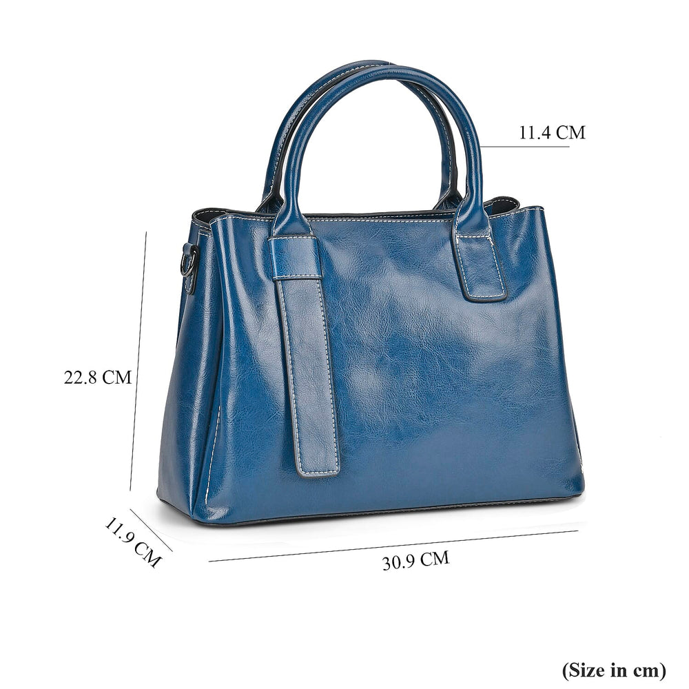 Milan Fashion Closeout - 100% Genuine Leather Crossbody Bag with 2 Long Shoulder Strap -  Blue