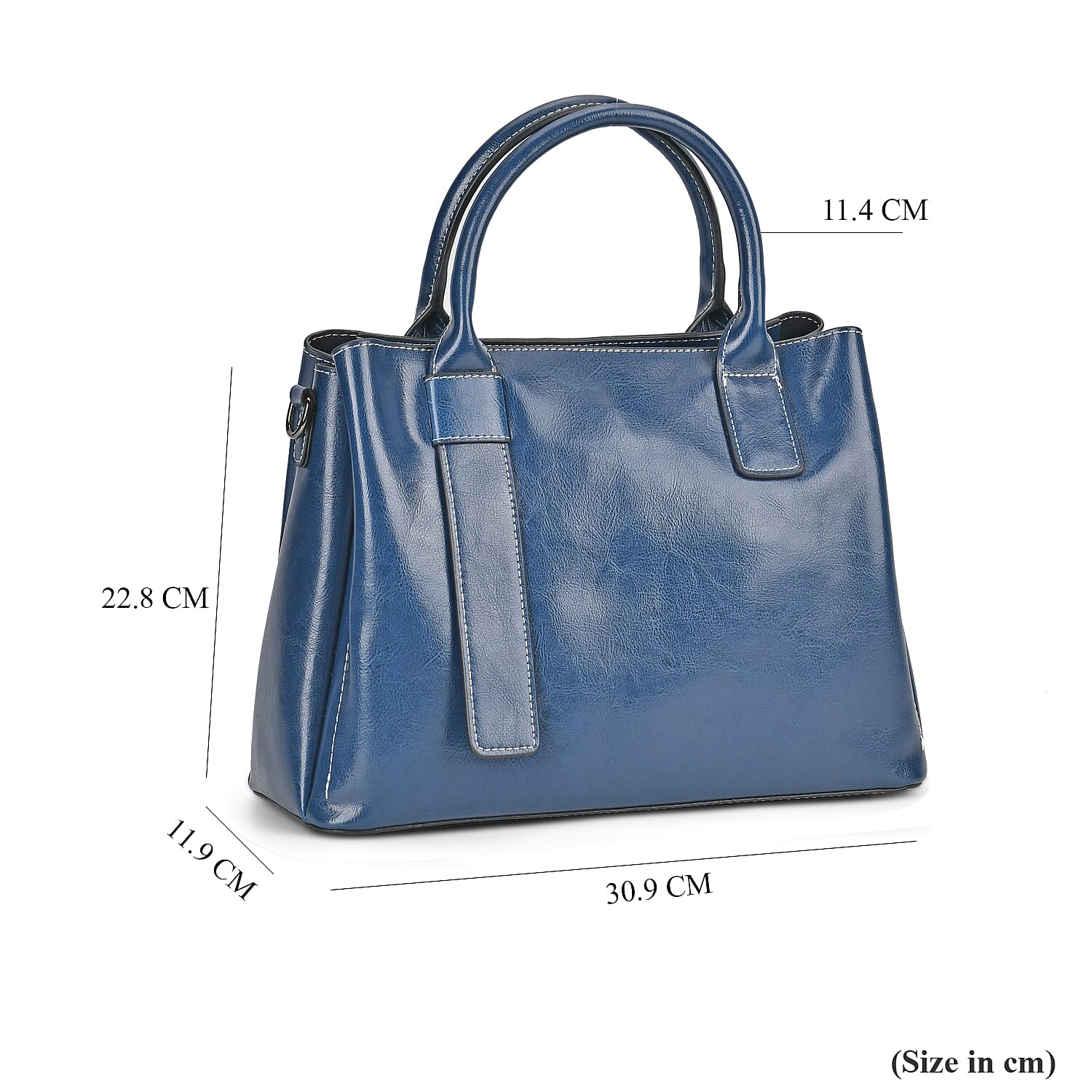 Milan Fashion Closeout - 100% Genuine Leather Crossbody Bag with 2 Long Shoulder Strap -  Blue