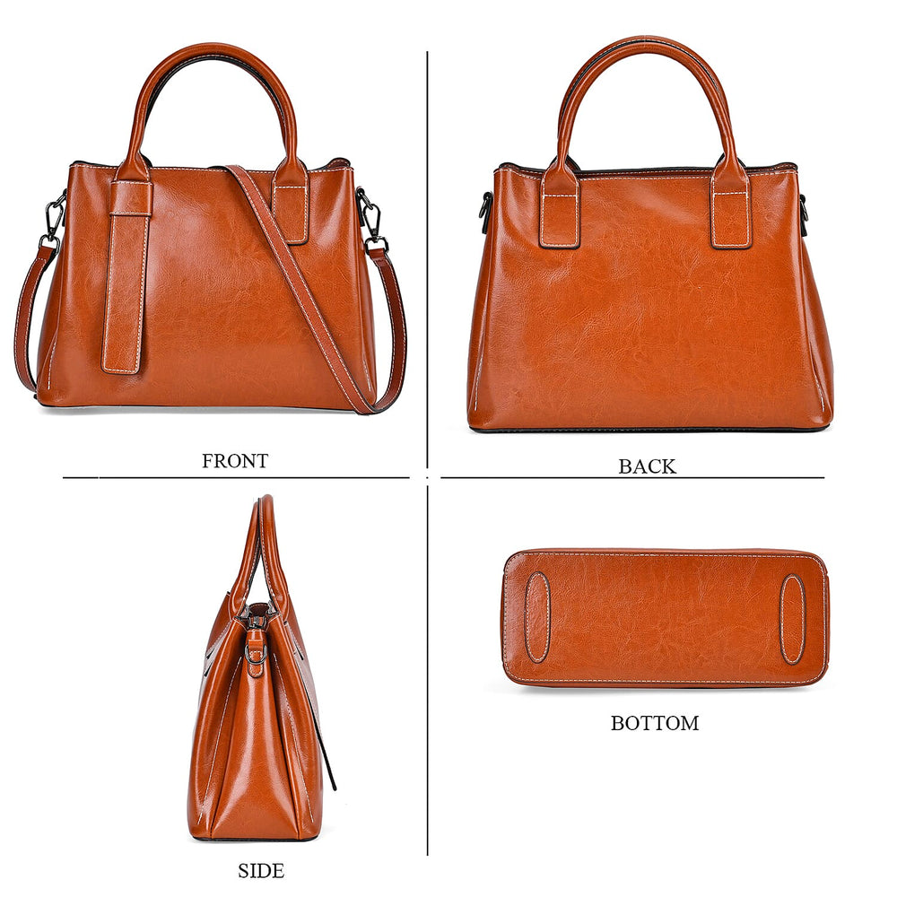 Milan Fashion Closeout - 100% Genuine Leather Crossbody Bag with 2 Long Shoulder Strap -  Tan