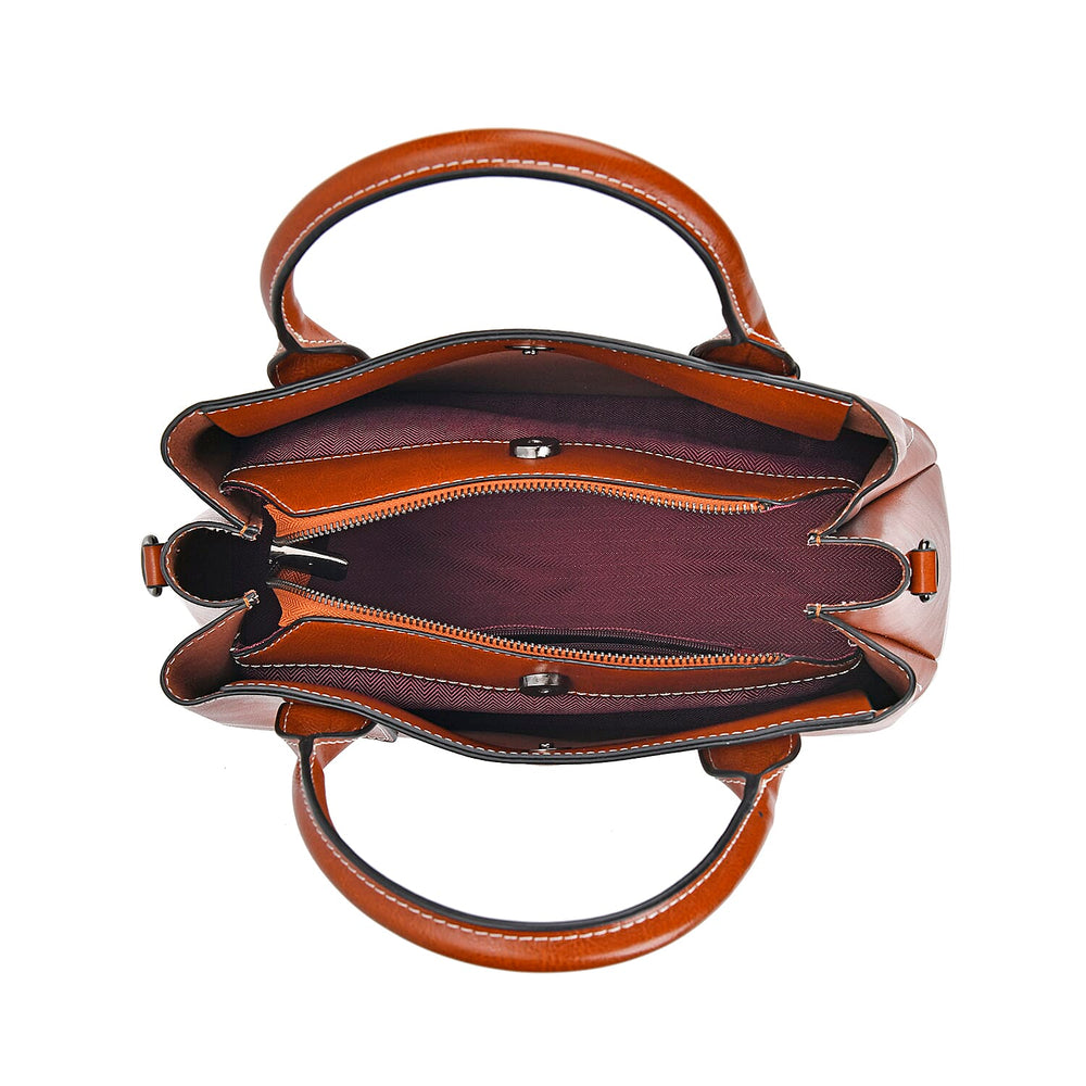 Milan Fashion Closeout - 100% Genuine Leather Crossbody Bag with 2 Long Shoulder Strap -  Tan